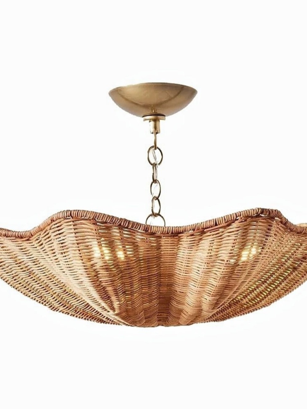 Serena & Lily Scallop Rattan Semi Flush Mount Brown